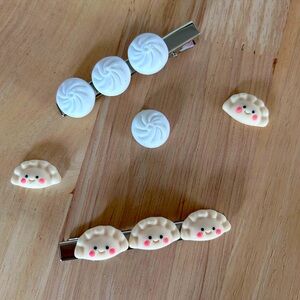 Set of 2 - dumpling and steamed bun hair clips